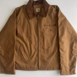 CARHARTT Detroit Mens Reworked Canvas Vintage Tan Camel Bomber Jacket - Large